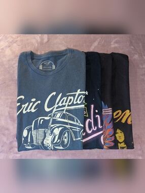 Big Bundle (4) Classic Rock Guitar Premium T Shirt E. Clapton Journey Retro GNR
